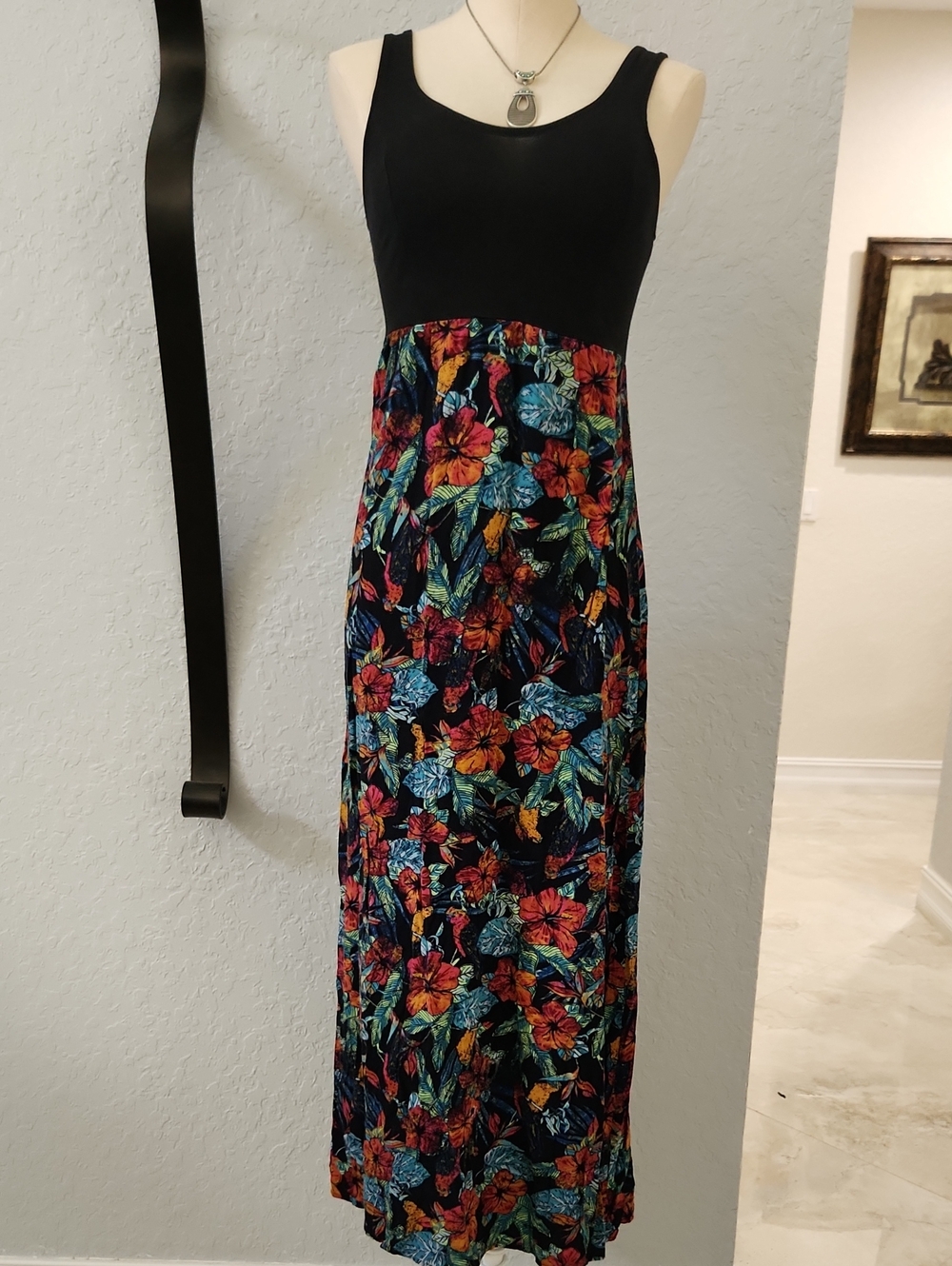 Mudd Black Tank Maxi Dress with Multicolor Floral Skirt